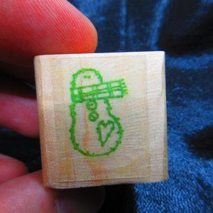 Snowman Rubber Wood Mounted Stamp 1" X 1"